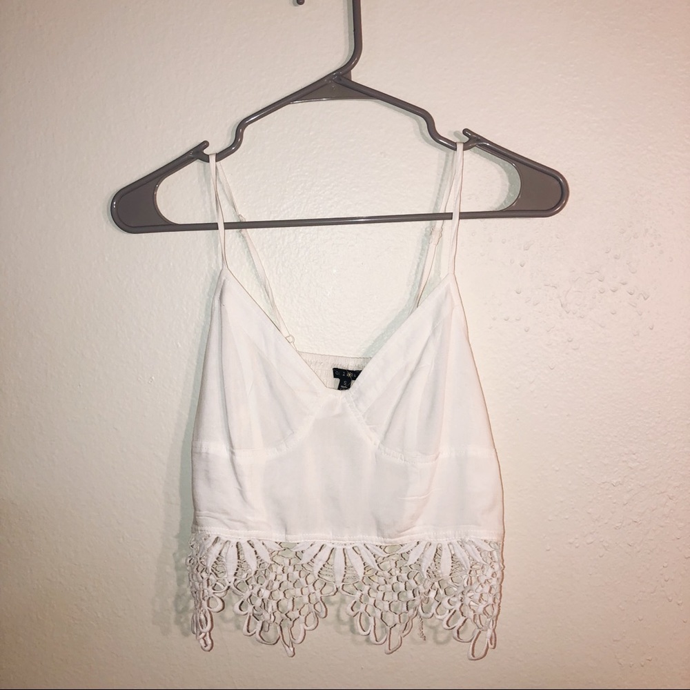 Cute Floral Trim Crop Top